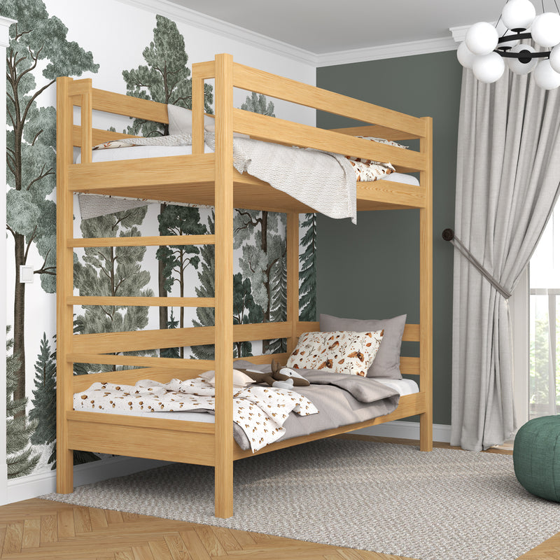 Letto a castello in legno pino naturale – stanza per bambini, legno massello, stile scandinavo