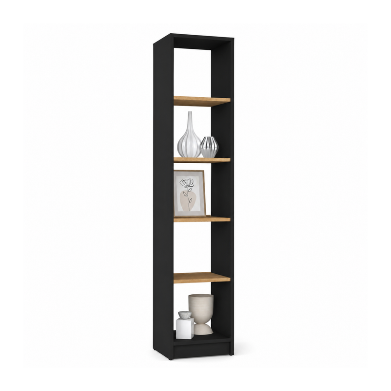 Scaffale in legno N01 nero-rovere