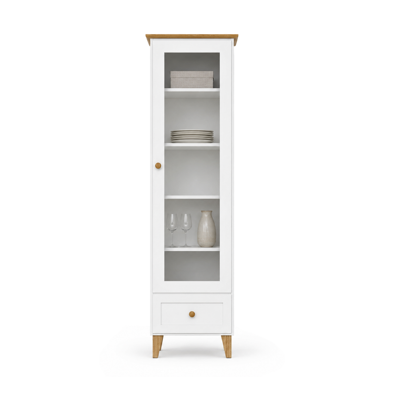 Vetrina in legno 1S 57 Scandi bianco / rovere naturale