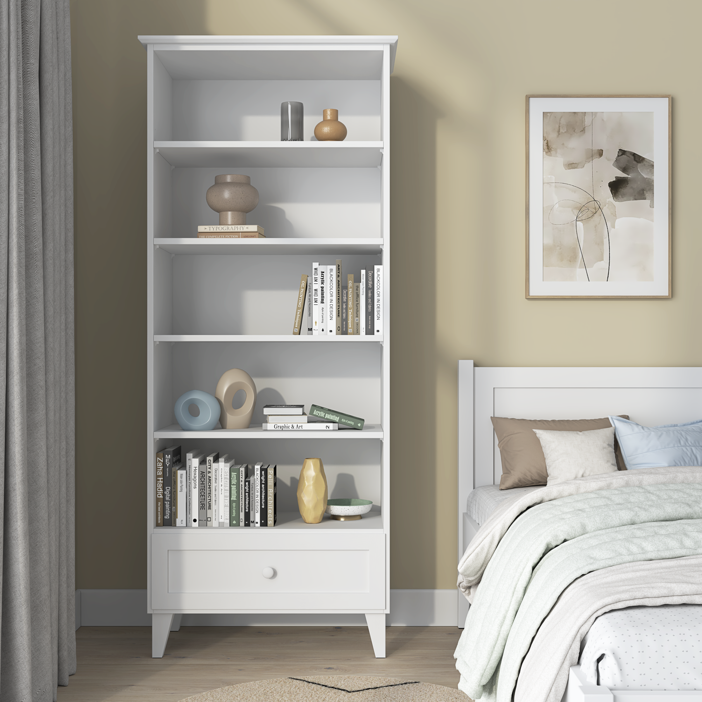Scaffale in legno 1S 80 Scandi bianco