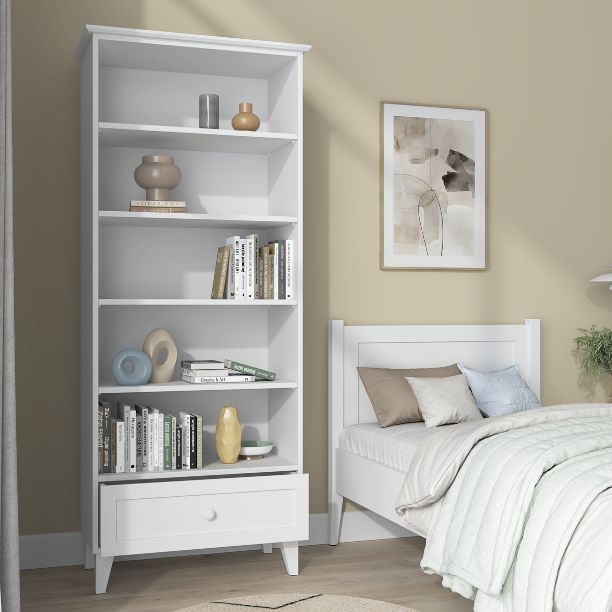 Scaffale in legno 1S 80 Scandi bianco
