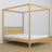 Double bed natural pine with canopy – decorative wooden frame, scandi