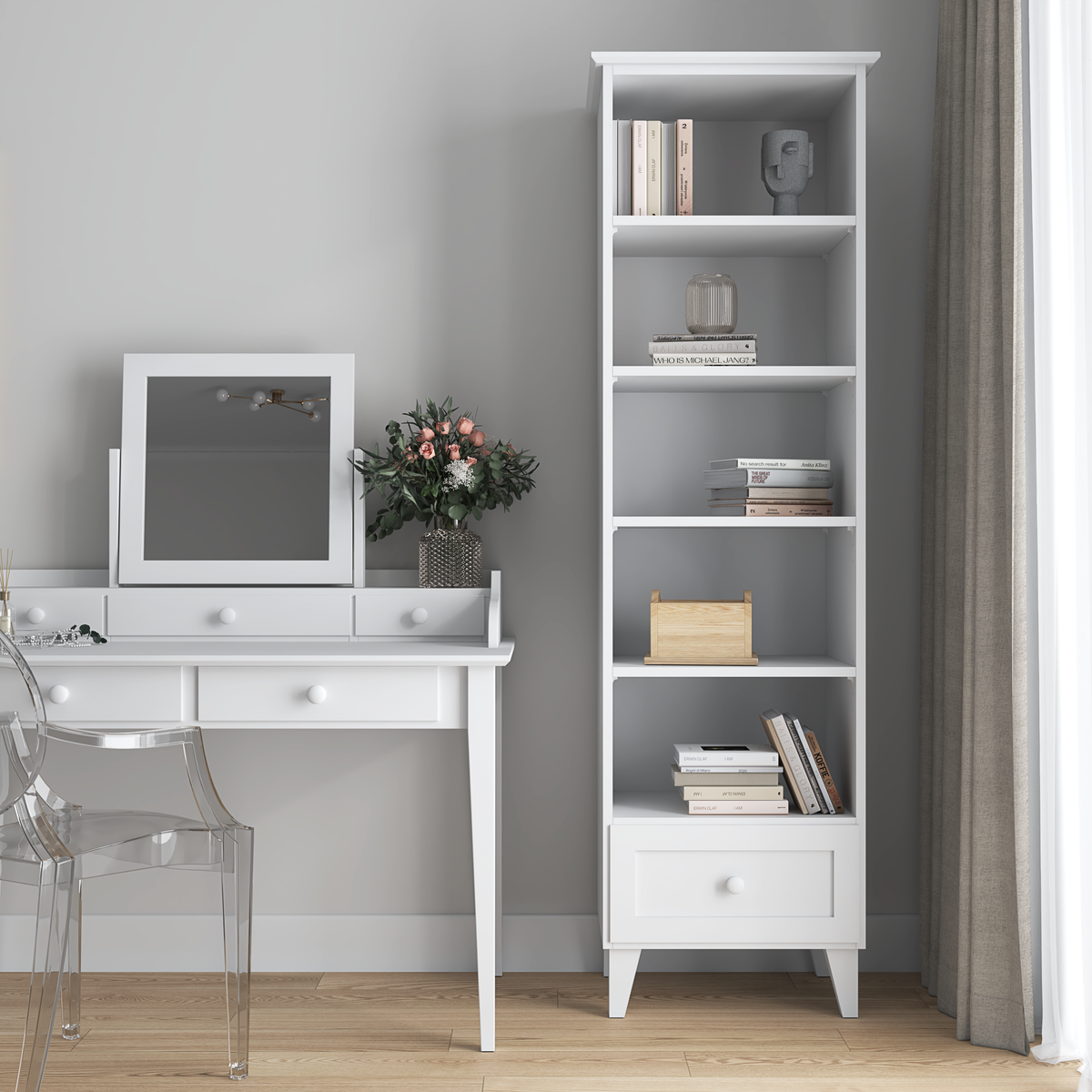 Scaffale in legno 1S 57 Scandi bianco