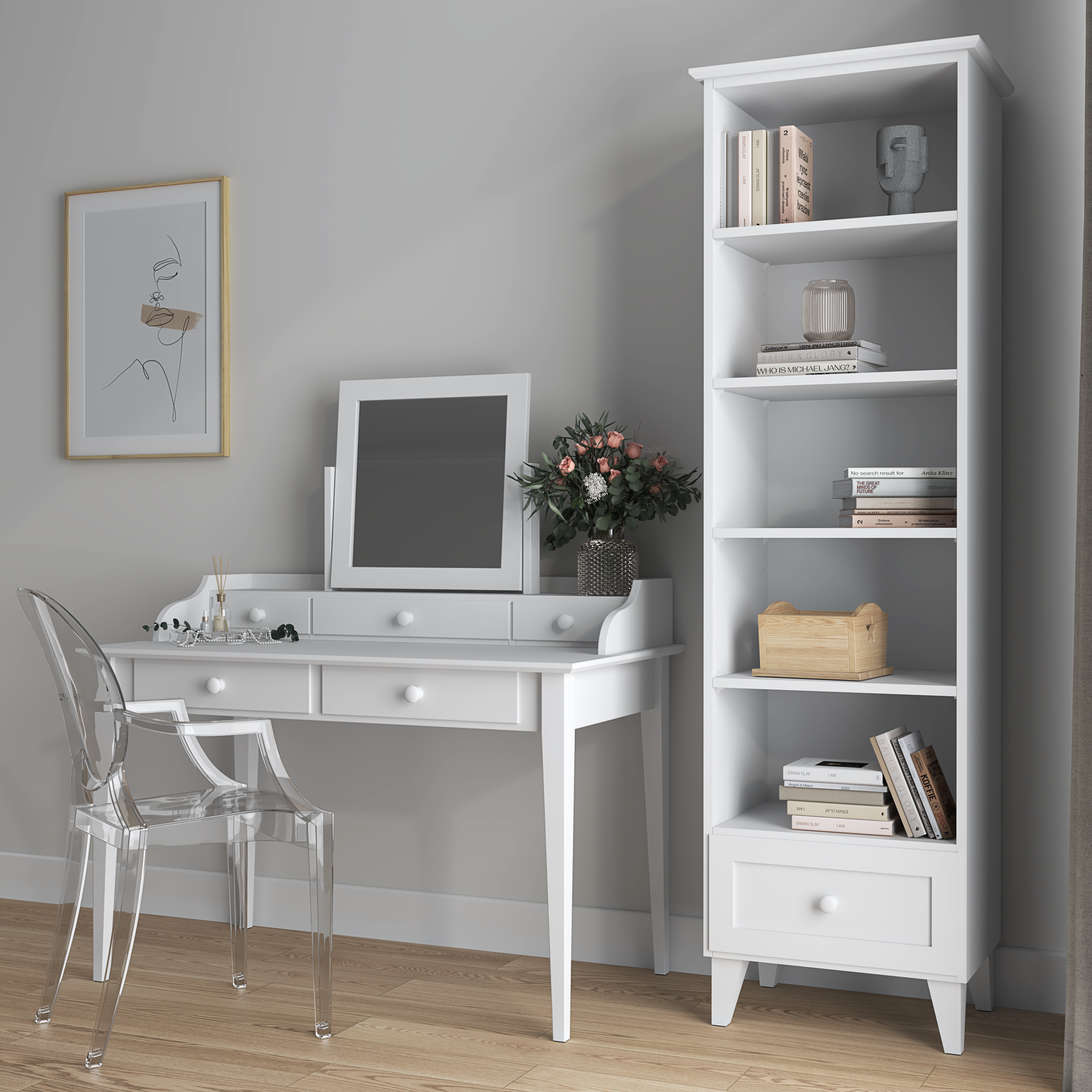 Scaffale in legno 1S 57 Scandi bianco