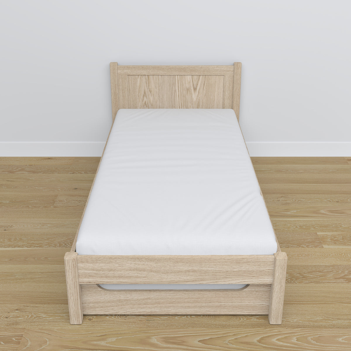 Bleached Oak Bed – Mattress Drawer, Oak Details, Nizio Home