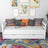 Łóżko sofa biały – boczna bariera drewniane, widok boczny, Nizio