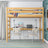 Natural Pine Wooden Loft Bed with Desk – Children’s Room, Scandi Nizio