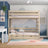 Letto a castello in rovere sbiancata – cassetto aperto, capiente vano sotto letto