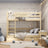 Letto a castello con cassetto in legno pino trasparente – stanza per bambini, legno massello, scandi