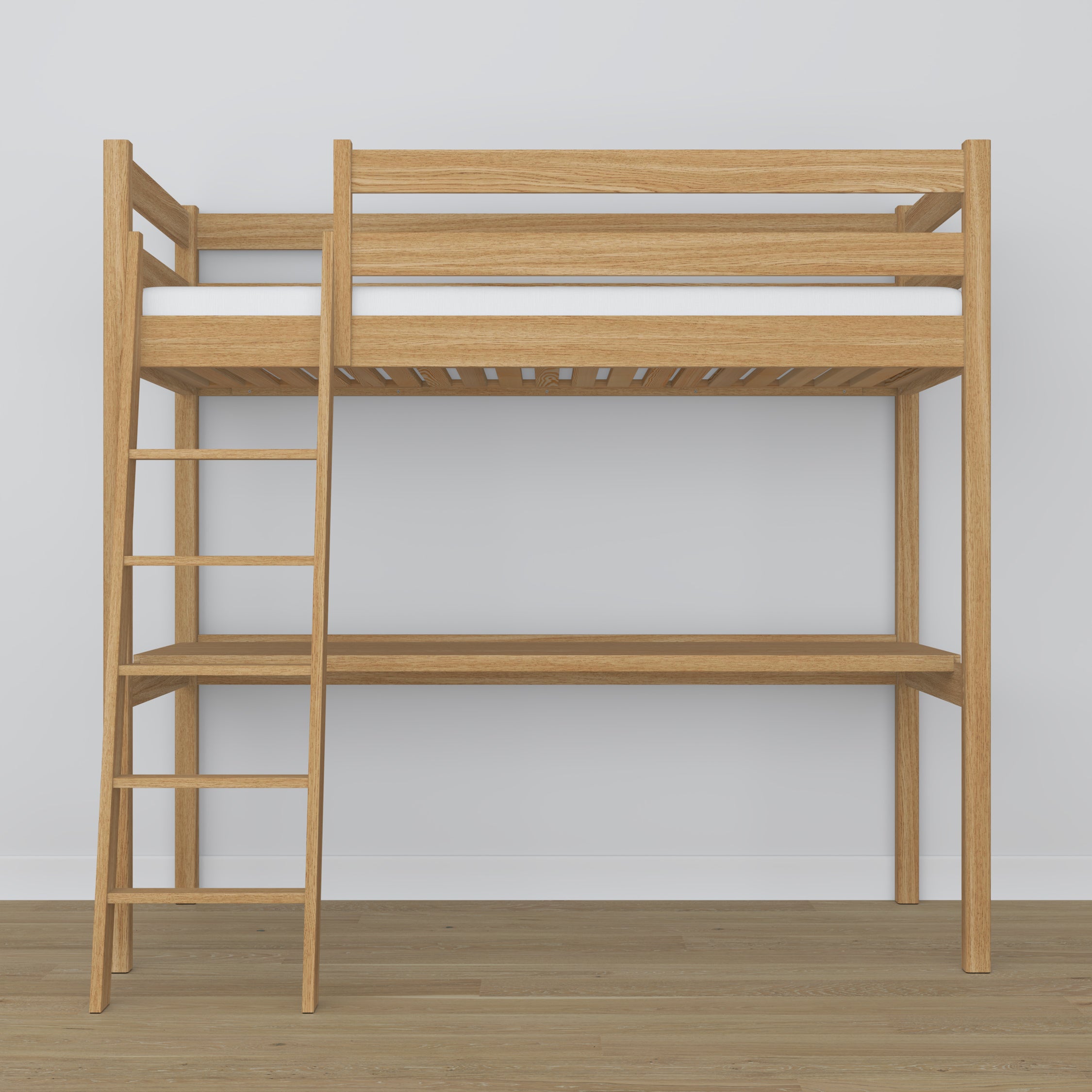 Oak Loft Bed with Desk Natural Oak – Ladder and Joint Details
