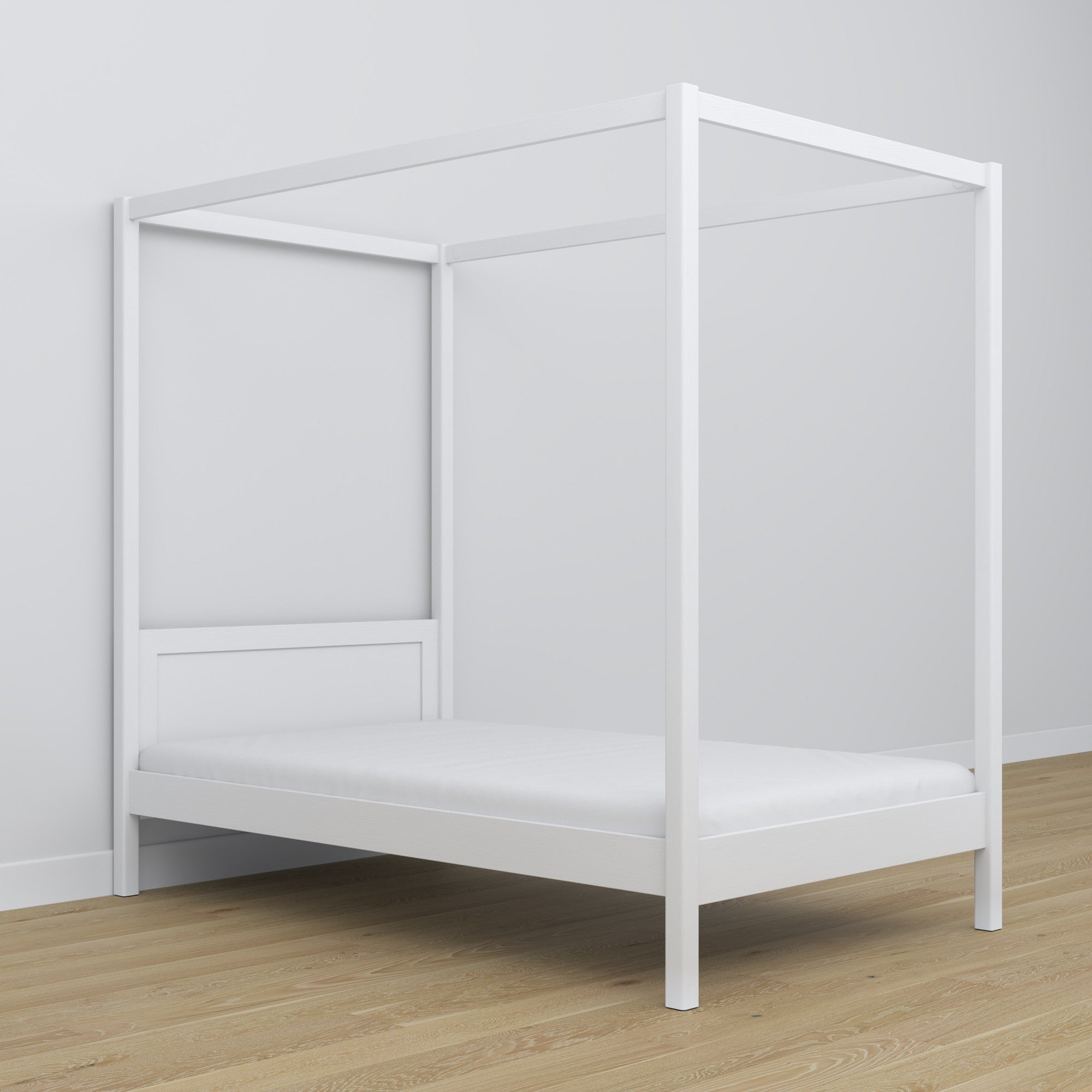 Canopy Bed White – Decorative Wooden Frame, Safe for Children