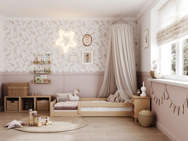 Dębowe łóżko niskie N02 dąb naturalny