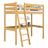 Loft bed natural pine with desk – study space under the sleeping area, wooden