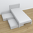 Letto grigio con cassetto in legno – vista diagonale