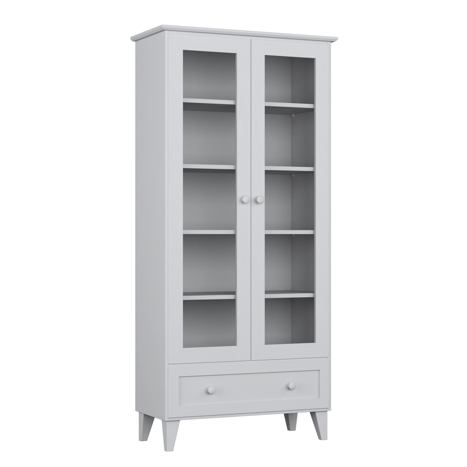 Display cabinet 1S 90 grey made of wood – side view, depth and profile
