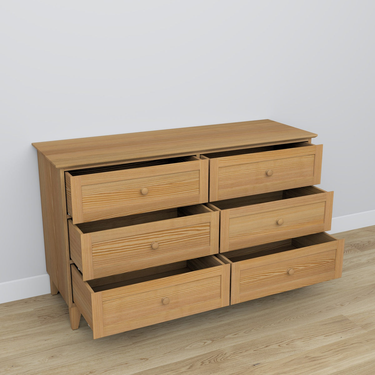Komoda 6S sosnowe sosna naturalna 154 cm w sypialni – aranżacja skandynawska