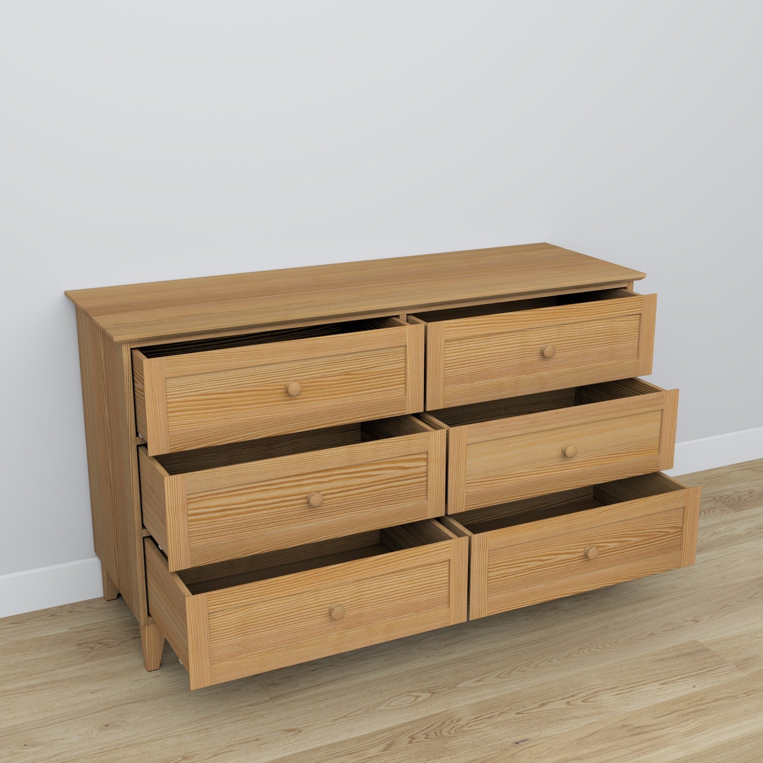 Komoda 6S sosnowe sosna naturalna 154 cm w sypialni – aranżacja skandynawska