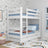 White Wooden Bunk Bed – Ladder, Rails, Drawer for Extra Mattress