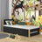 Black and Oak Bed with Drawer for Additional Mattress – Wooden, for Children, Nizio