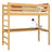 Loft bed natural pine with desk – study space under the sleeping area, wooden