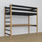Loft bed with desk black/oak wooden – dimensions, Nizio Home