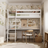 Letto a soppalco con scrivania in legno bianco – stanza per bambini, scandi Nizio