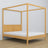 Double bed natural pine with canopy – decorative wooden frame, scandi