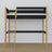 Letto a soppalco nero-quercia – scala e sponda in legno, Nizio Home