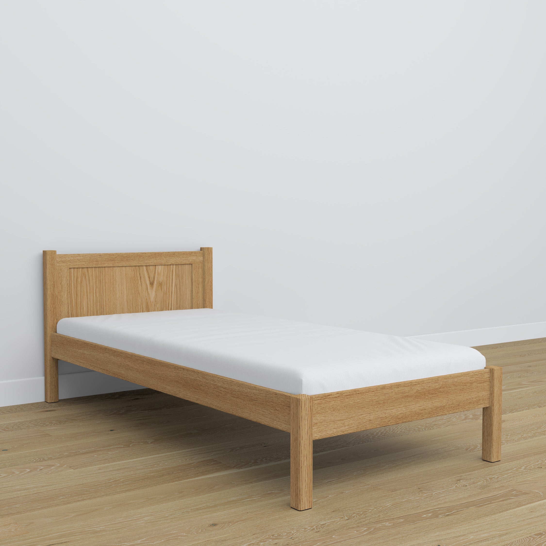 Letto singolo in rovere naturale – dettaglio giunzioni e legno, Nizio Home