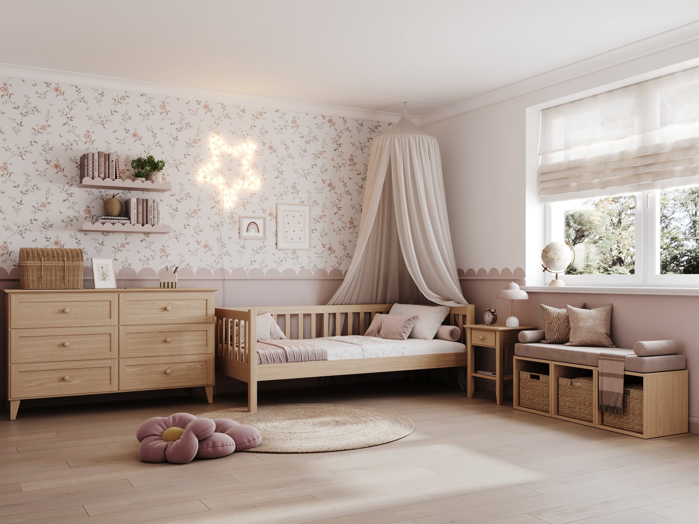Sofa bed oak natural oak – wood details and joints, Nizio Home