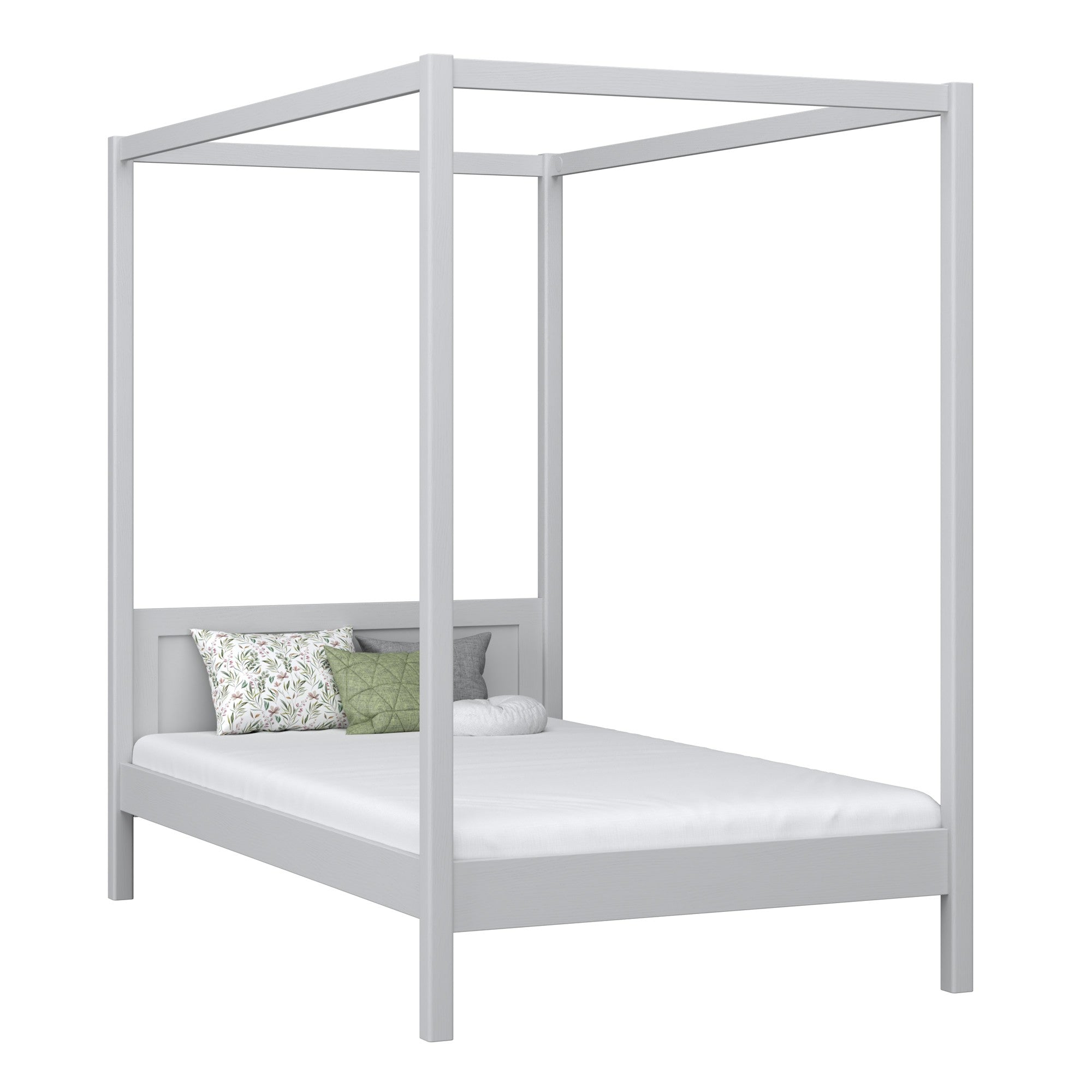 Wooden grey canopy bed – child’s room, Scandinavian style, Nizio