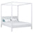 Double bed with canopy white – wooden slatted frame and slats, Nizio