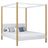 Double bed with canopy white and oak – wooden slatted frame and slats, Nizio