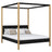 Double bed with canopy black and oak – wooden slatted frame and slats, Nizio