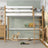Letto a soppalco in legno bianco-quercia – stanza per bambini, legno massello, stile scandi