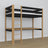 Loft bed with desk black/oak wooden – dimensions, Nizio Home