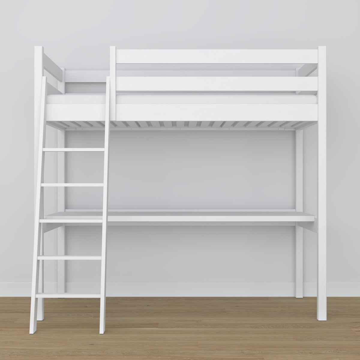 Letto a soppalco con scrivania bianco in legno – dimensioni, Nizio Home