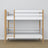 White and Oak Bunk Bed – Wooden Ladder and Safety Rail, Nizio Home
