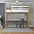 Loft bed white/oak with desk – study space under the sleeping area, wooden