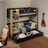 Black and Oak Wooden Bunk Bed with Drawer – Children’s Room, Solid Wood, Scandi