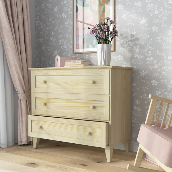 Sosnowa komoda 3S 105 Scandi sosna bezbarwna