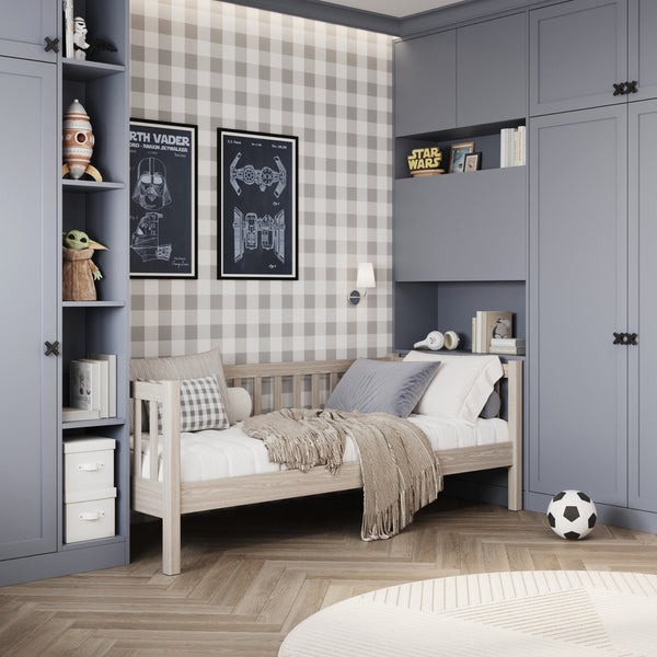 Łóżko sofa dębowe dąb bielony – pokój dziecięcy, styl skandynawski Nizio
