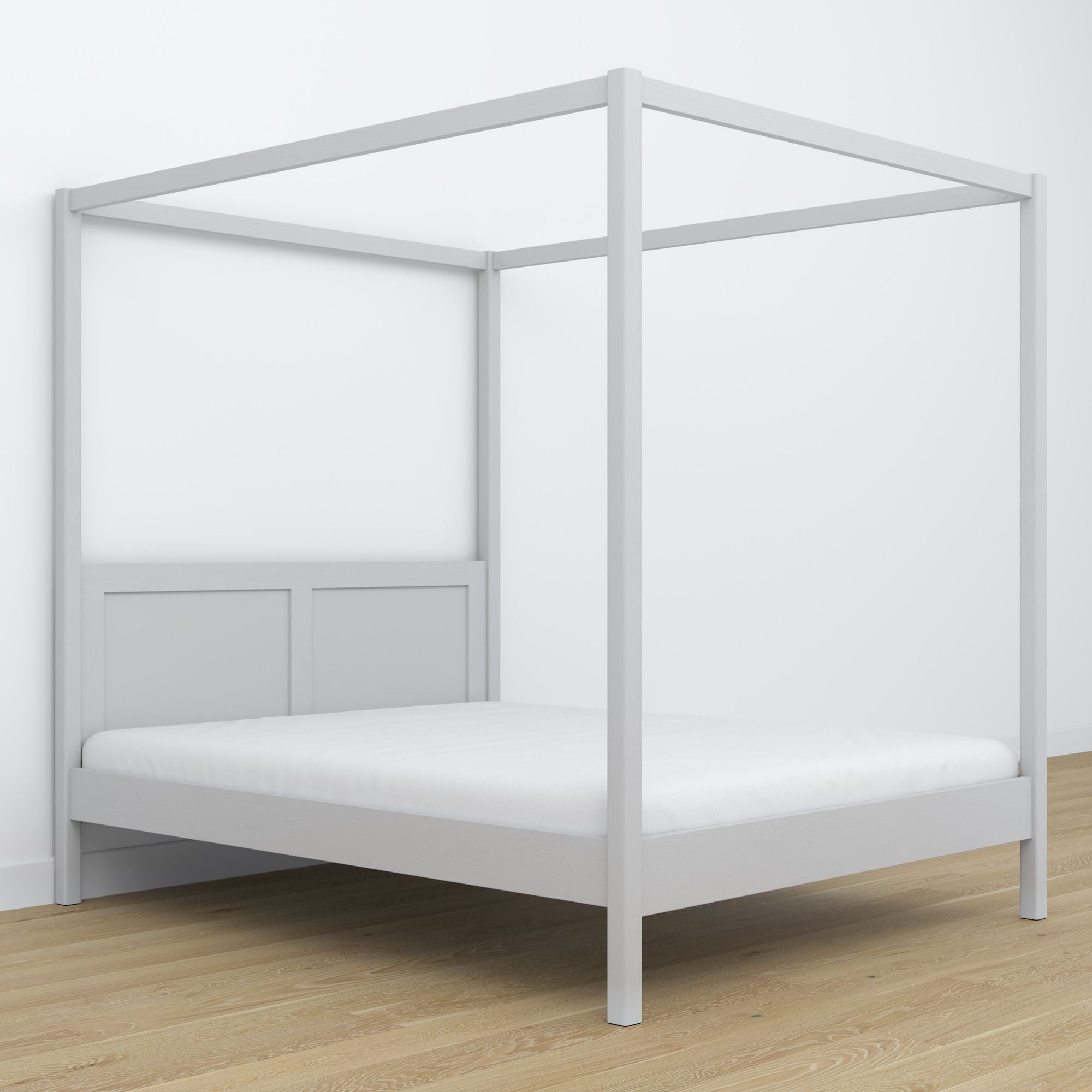 Wooden grey canopy bed – dimensions and diagram, Nizio Home