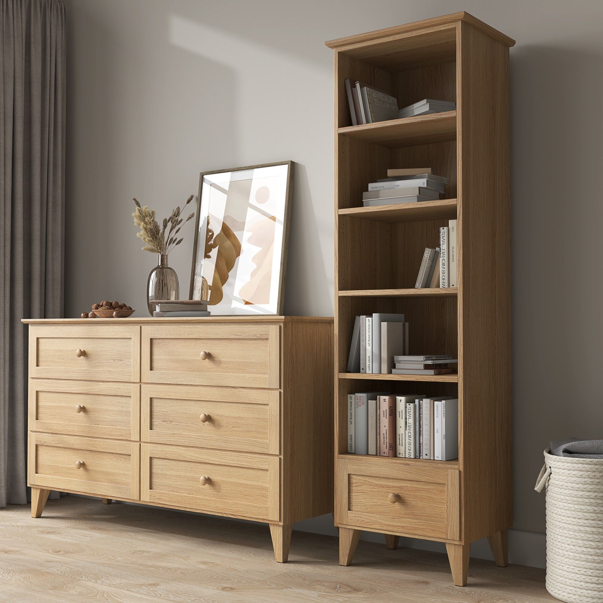 Dębowy regał 1S 57 Scandi dąb naturalny