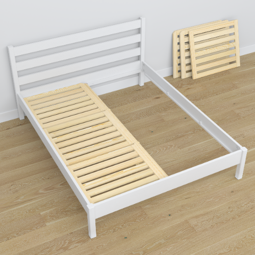 Letto matrimoniale in legno bianco – dimensioni e schema, Nizio Home