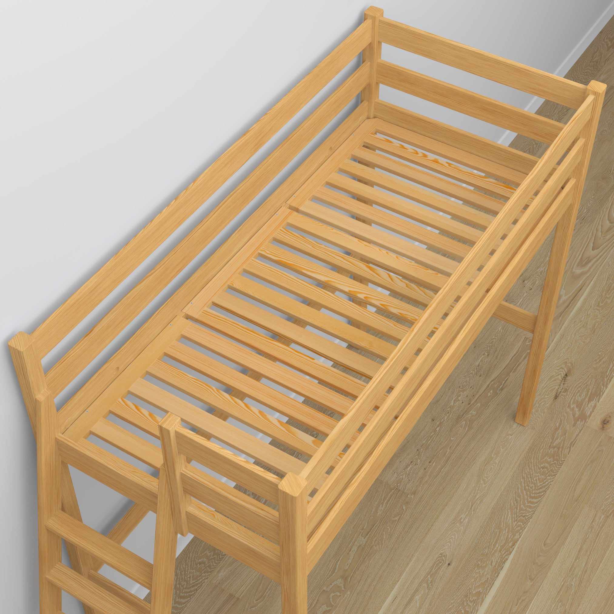Natural Pine Wooden Loft Bed – Ladder and Joint Details, Nizio Home