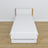Bed white/oak – mattress drawer, wooden details, Nizio Home