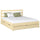 Wooden double bed with drawer N01 clear pine – overall view, solid pine wood