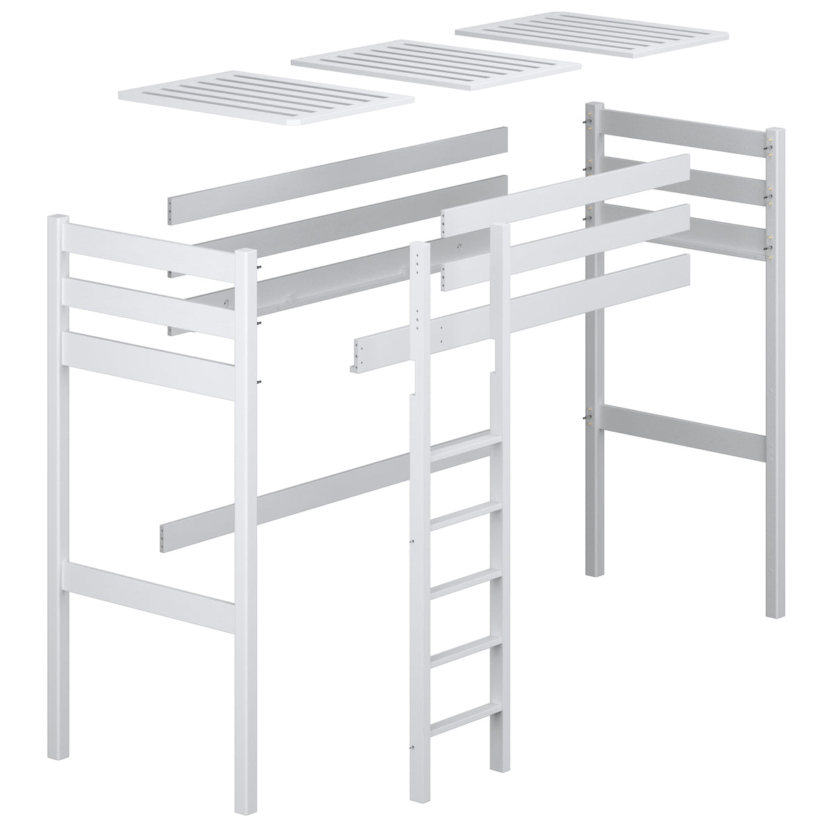 Grey Wooden Loft Bed – Children’s Room Proportions, Nizio