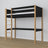 Black and Oak Wooden Loft Bed – Free Space Under the Sleeping Area, Nizio